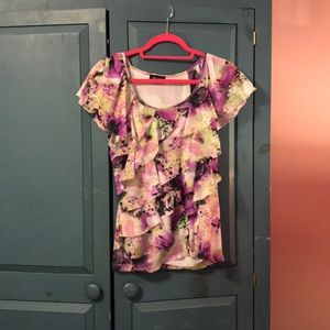 Cap sleeve flowy floral top